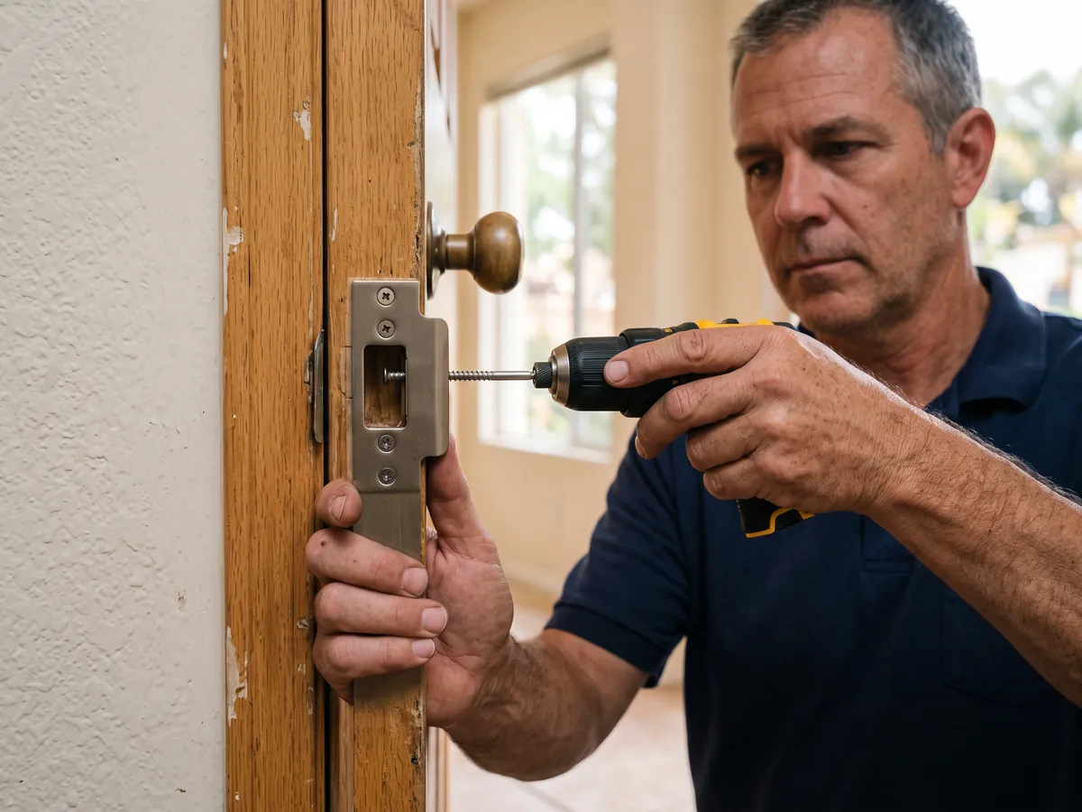 Deadbolt Installation in Orange, CA — Deadbolt installation with reinforced strike plate
