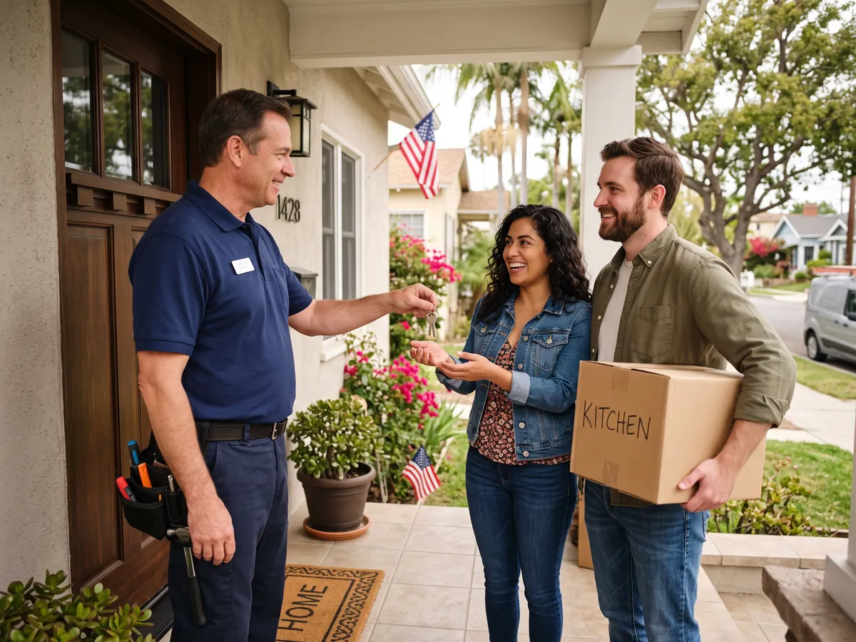 House Rekey in Irwindale, CA — New homeowners receiving keys after a rekey